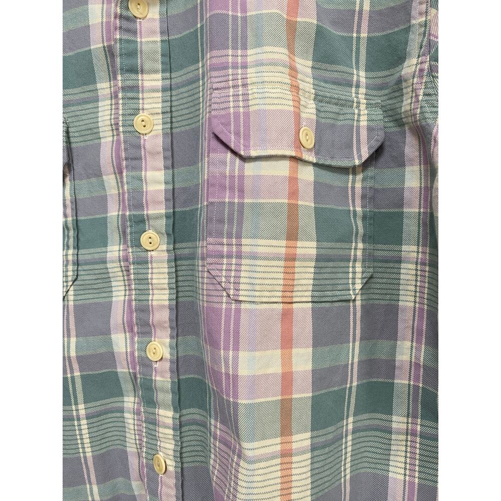 Polo Ralph Lauren Mens XL Plaid Cream Purple Green Long Sleeve Thick Button Up - Picture 4 of 9